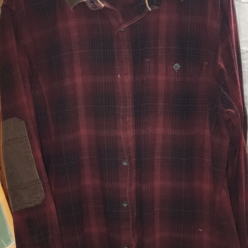 Outdoor Life Burgundy and Black Plaid Shirt
